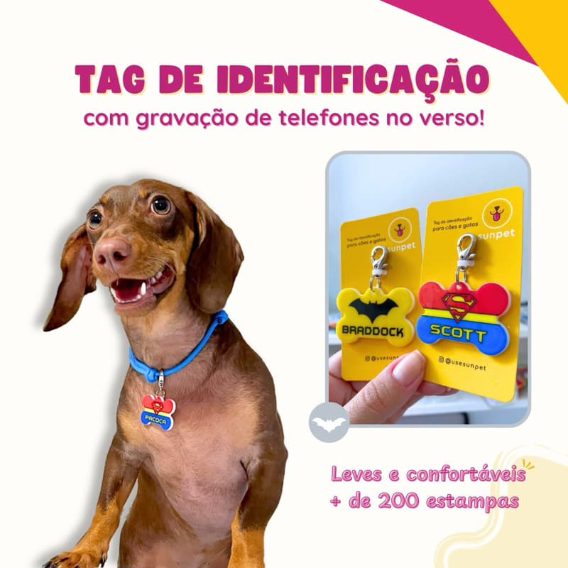 Plaquinha de Identificação para Cachorro e Gato Personalizada – Tag Pet com Nome e Telefone