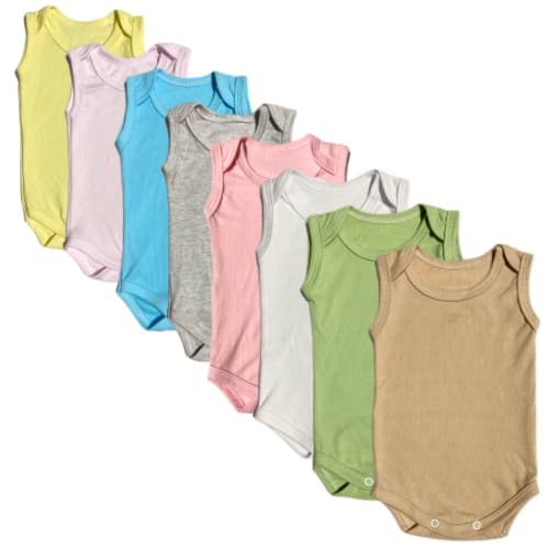 Kit 5 Peças Body Regata Bebê Menina e Menino Infantil Tecido Canelado