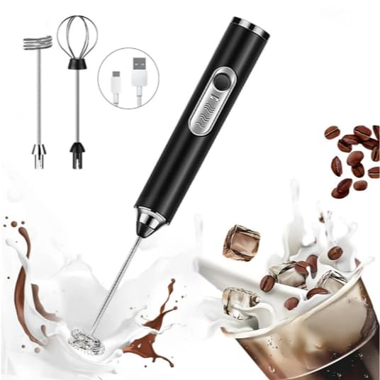 Batedor Misturador Mixer Elétrico Portátil Para Bebidas Leite Café Clara de Ovo 2 em 1
