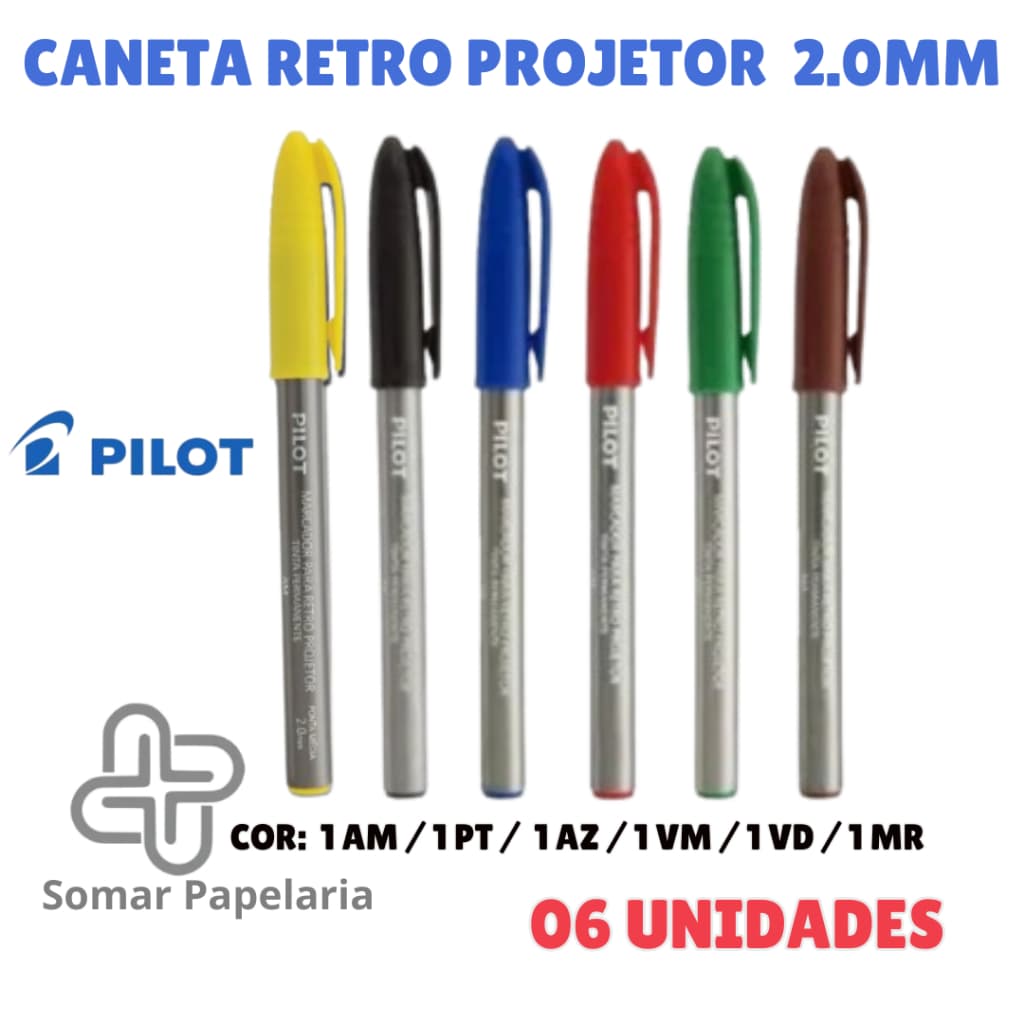 Caneta Pincel Marcador Permanente Ponta 2.0 Retroprojetor - Pilot