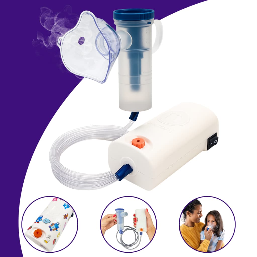 Inalador Nebulizador Portátil Nevoni Branco | Compressor Silencioso Adulto Infantil compatível com todos os médicos