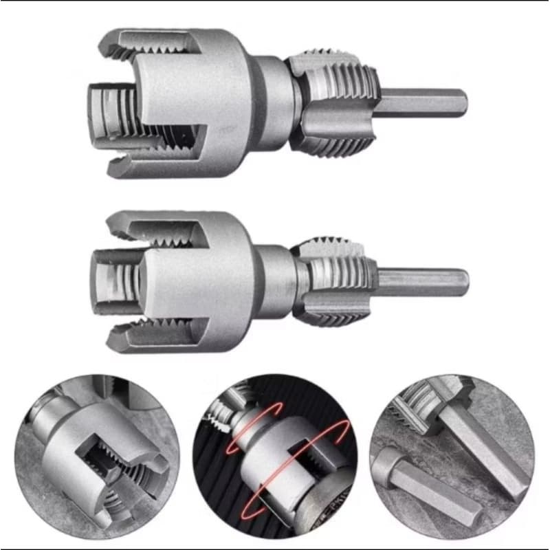 kit 2 Abridores de Roscas Interna e Externa em Tubos de PVC 1/2 e 3/4 com Encaixe Parafusadeira 15659+15660