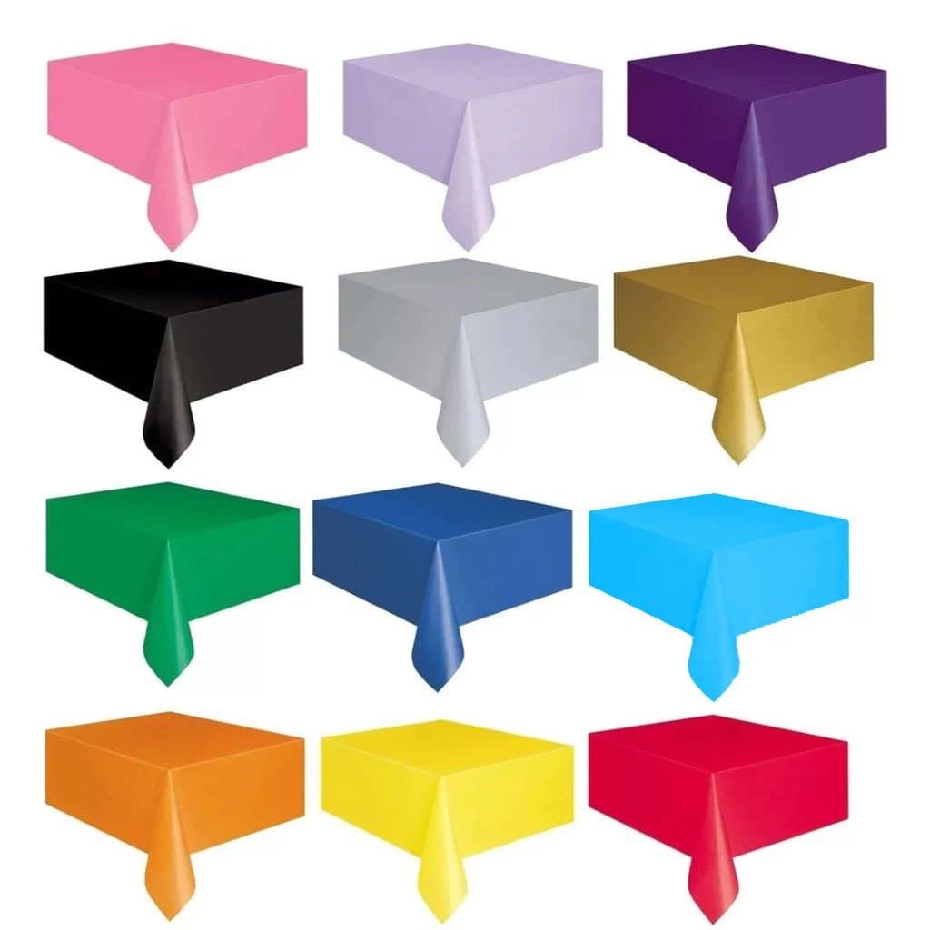 Kit 10 Toalhas Plástica Descartáveis de Mesa Para Convidados Lisa 78x78cm Diversas Cores