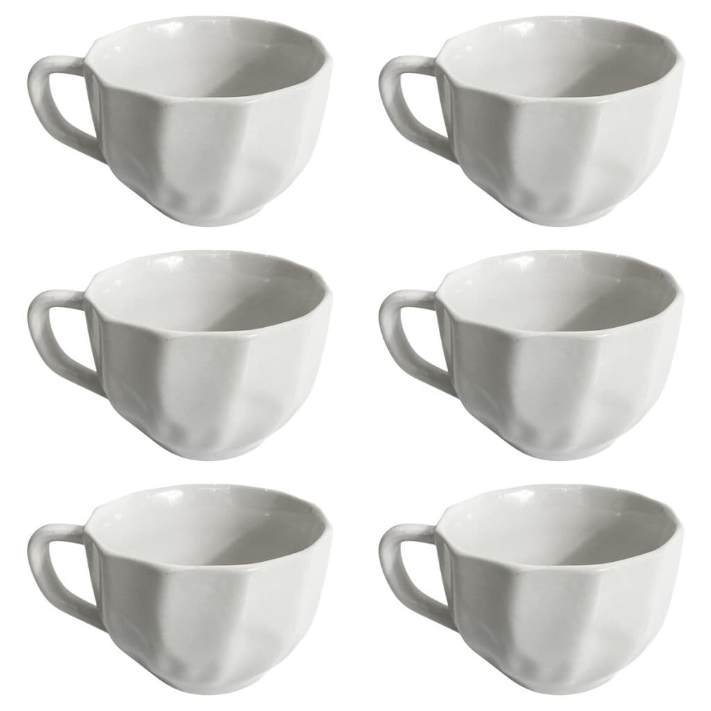 Kit 6 Xícaras Café 200ml Porcelana Branca Canecas Decorativas Para Cozinha