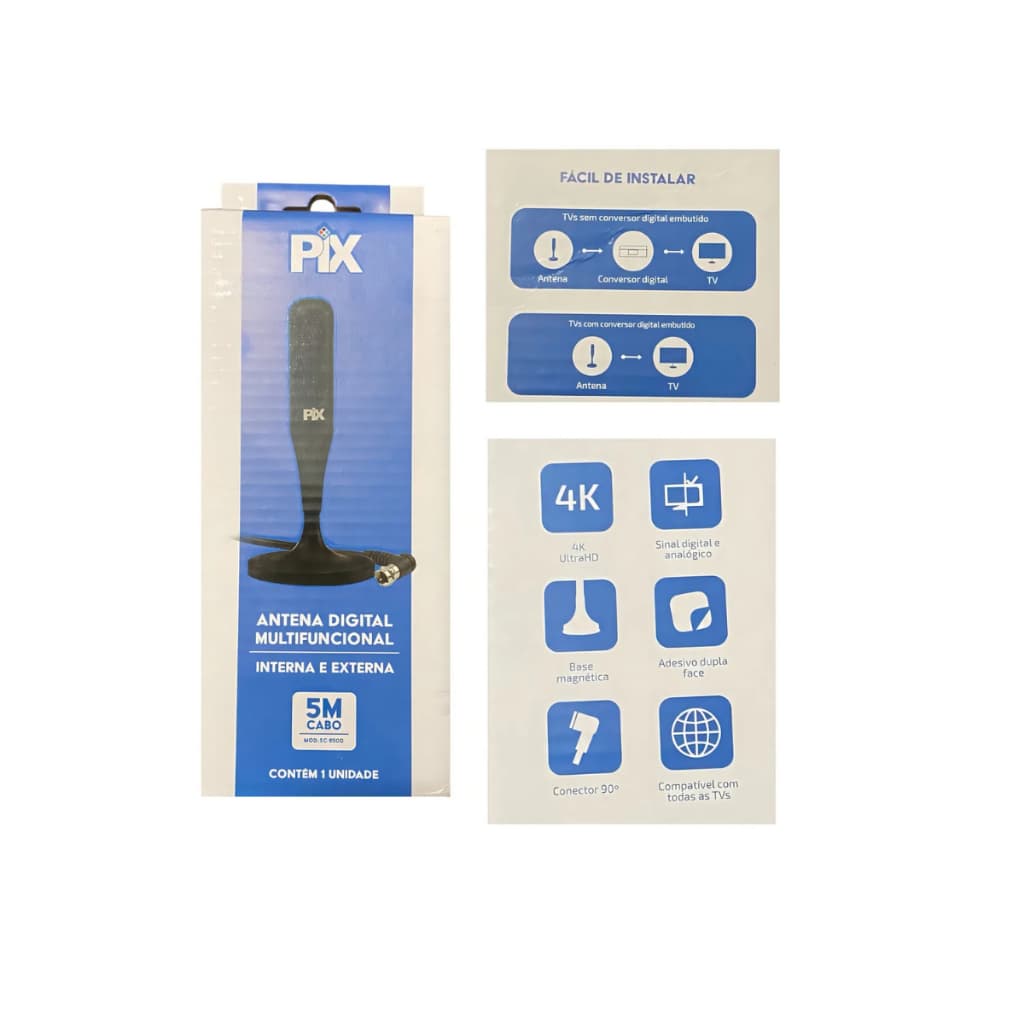 Antena Digital Interna e Externa com Alcance Ampliado