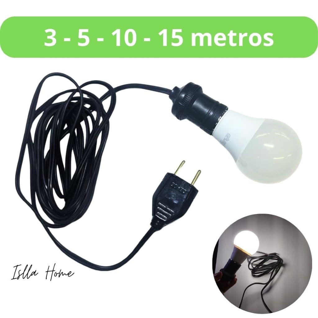 Soquete Rabicho de 3, 5 , 10 e 15 Metros – Extensão para Lâmpadas