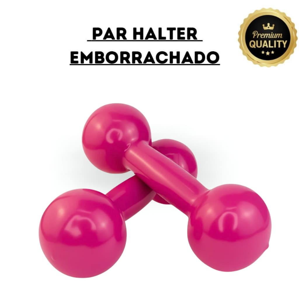 Par Halter Emborrachado Rosa Par - 1 Kg ao 5 Kg Treino Academia Musculação Em Casa