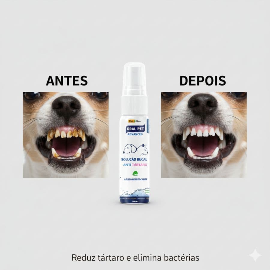 Spray Bucal Oralpet 100% Natural seguro p/ Cães e Gatos | Anti-Tártaro, Hálito Fresco, Sem Álcool
