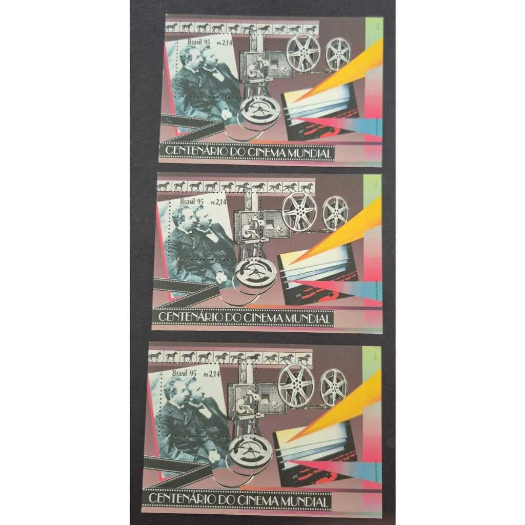 Bloco selos dos correios - Brasil 1995 - Centenário do Cinema Mundial - Código RHM B99.