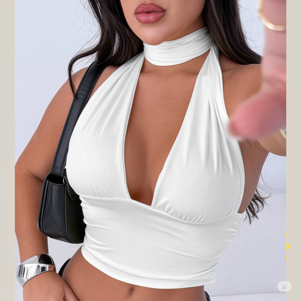 Blusa Croped Multiformas Feminina Poliamida Sexy Decotado Foro Duplo