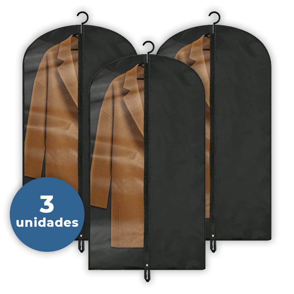 Kit 3 Capa Protetora Com e Sem Visor Para Ternos Vestidos Roupas Com Zíper Visor Transparente Saco Palitó Anti Mofo