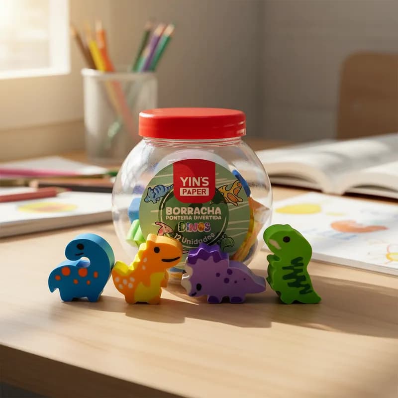 Pote com 12 Borracha Ponteira Ponta de Lapis Borboletas Doces Flores Fofas Meninas Rosa