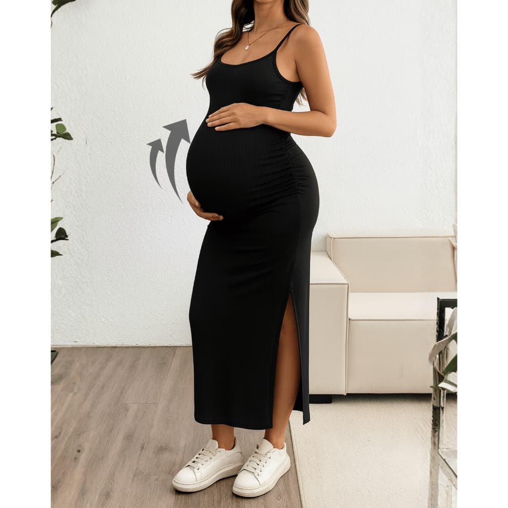 Vestido Gestante Longo Amamentação Maternidade Elegante Soltinho Casual Alça Fina Confortável