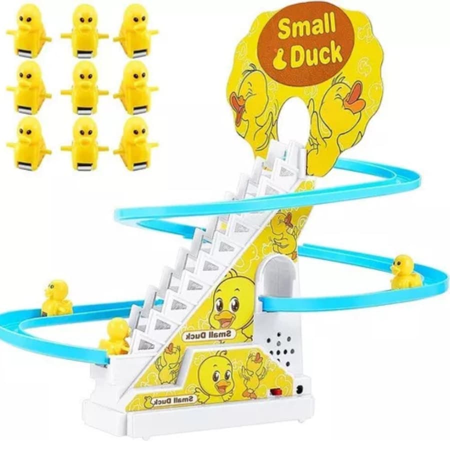 brinquedo eletrônico com som e luz patinhos rampa escorregador montanha russa escada