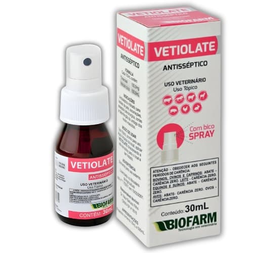 Biofarm Vetiolate Antisséptico Veterinário Regenera Pele e Evita Infecções em Cães e Gatos