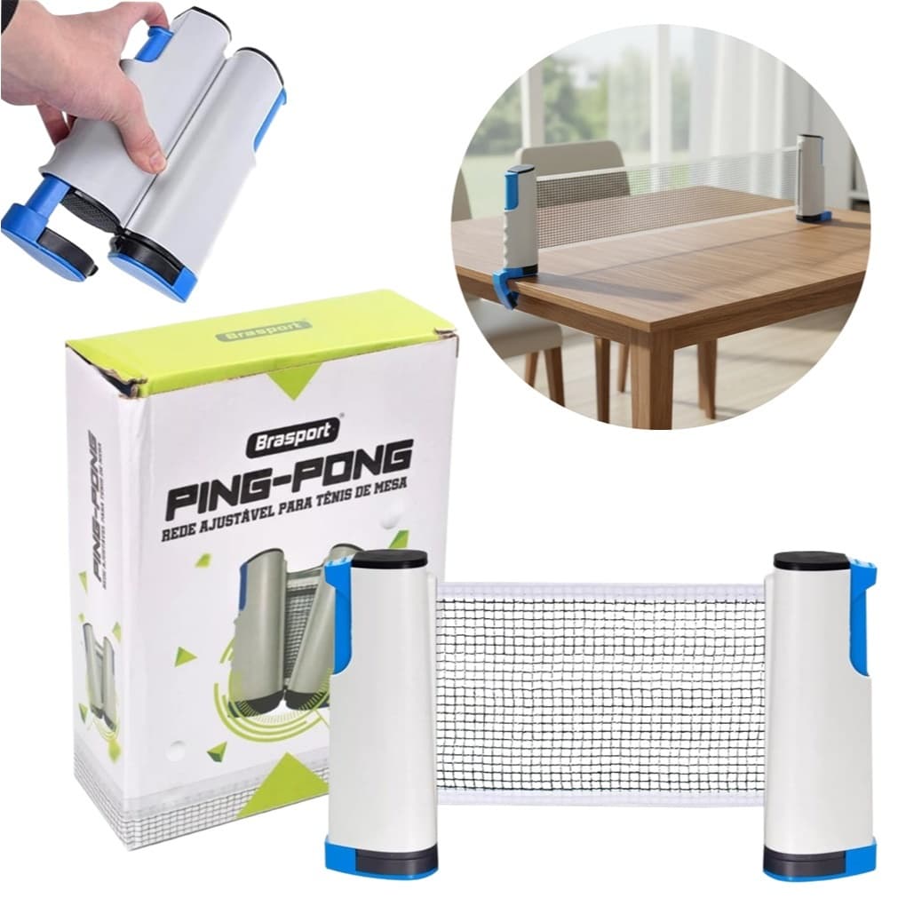 Rede Retratil Para Ping Pong Tenis De Mesa Ate 1,65 Metros