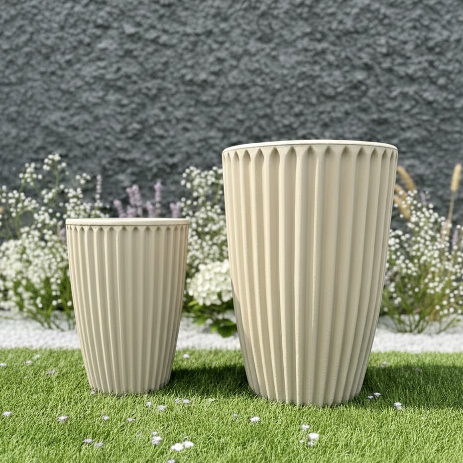 Kit 2 Vasos de Plantas e Flores Decorativos Grande Coluna Romana P e PP