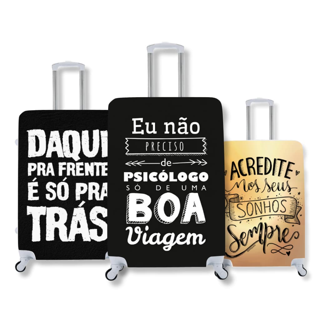 Capa De Mala Protetora Elástica Estampada Frases Viagem
