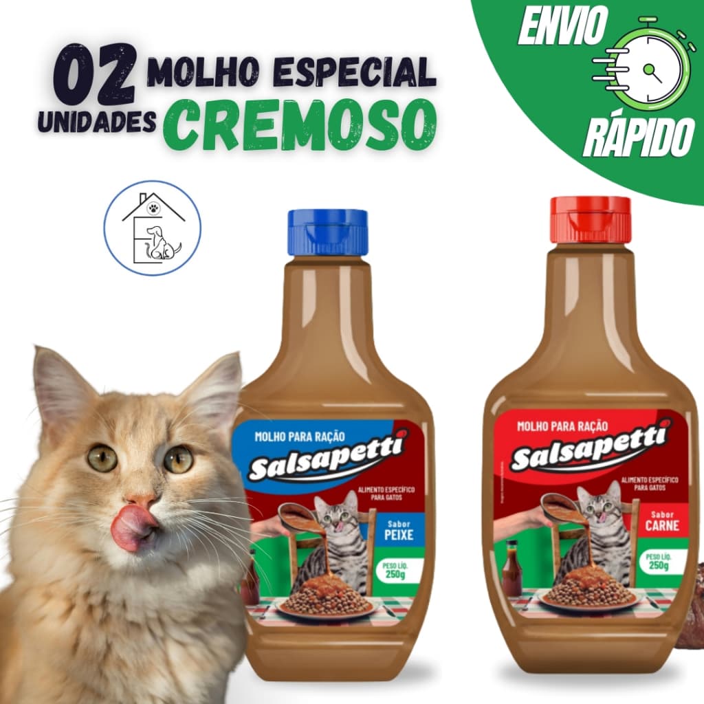 KIT 2 UNIDADES MOLHO ESPECIAL PARA RAÇÃO GATO 250G CREMOSO SALSAPETTI
