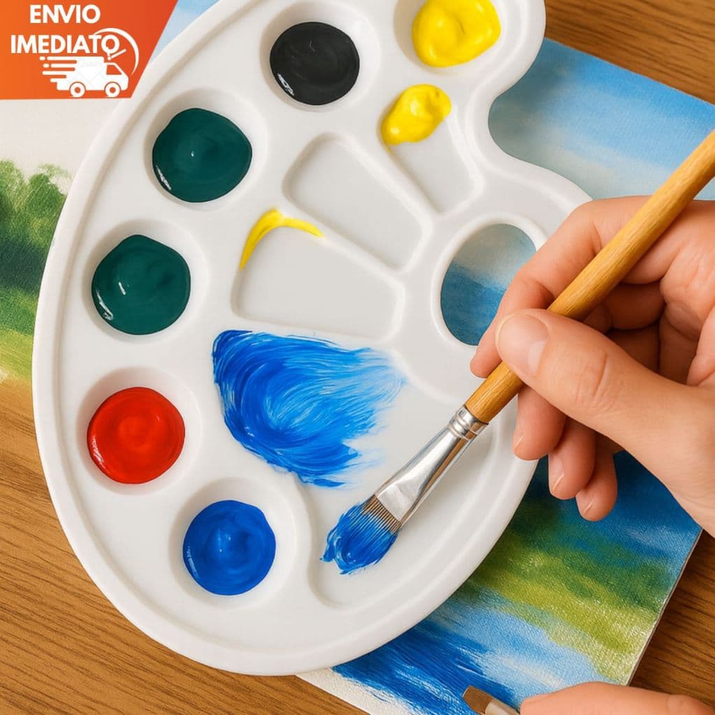 Paleta para Pintura Artística Godê Plástica 17x23cm com Cavidades – Ideal para Arte e Escola
