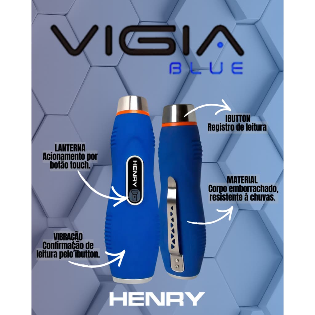 Bastão Ronda Vigia Henry Blue + 5 Ibuttons + Nota Fiscal