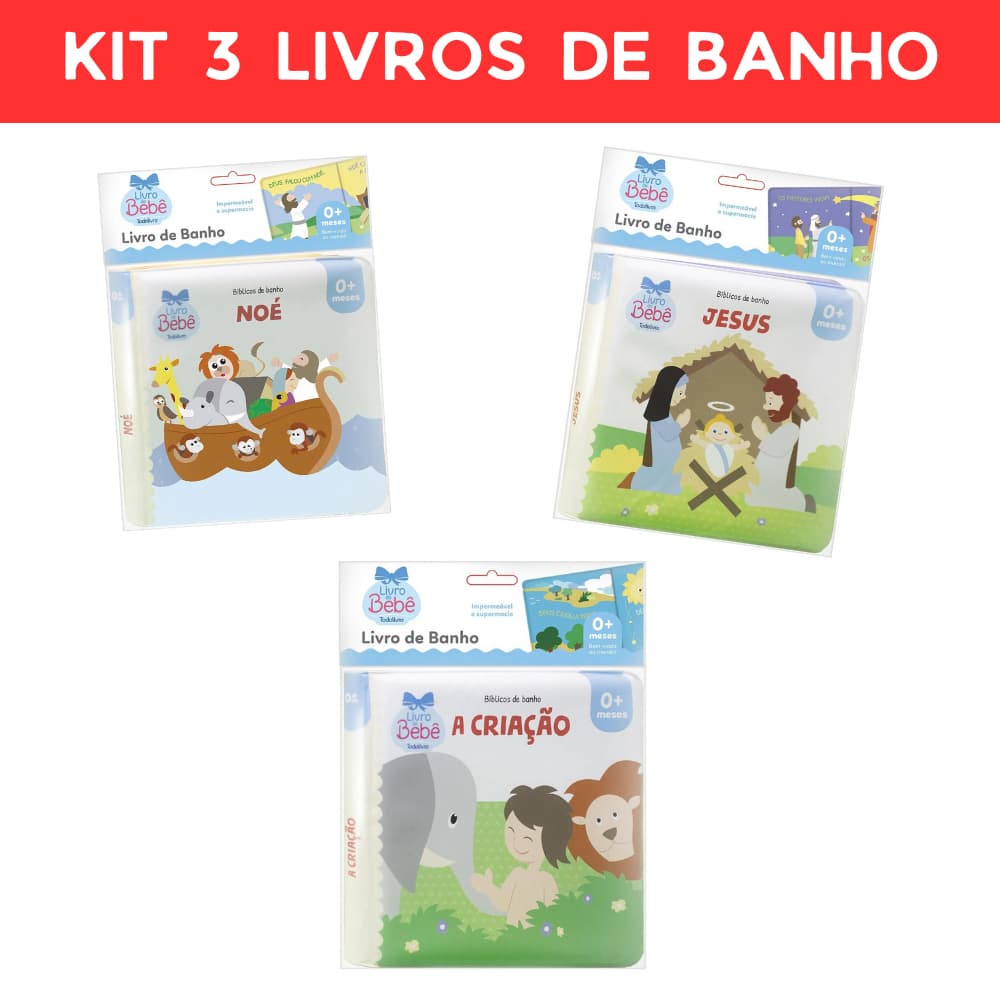 Kit 3 Livros de banho Bíblicos