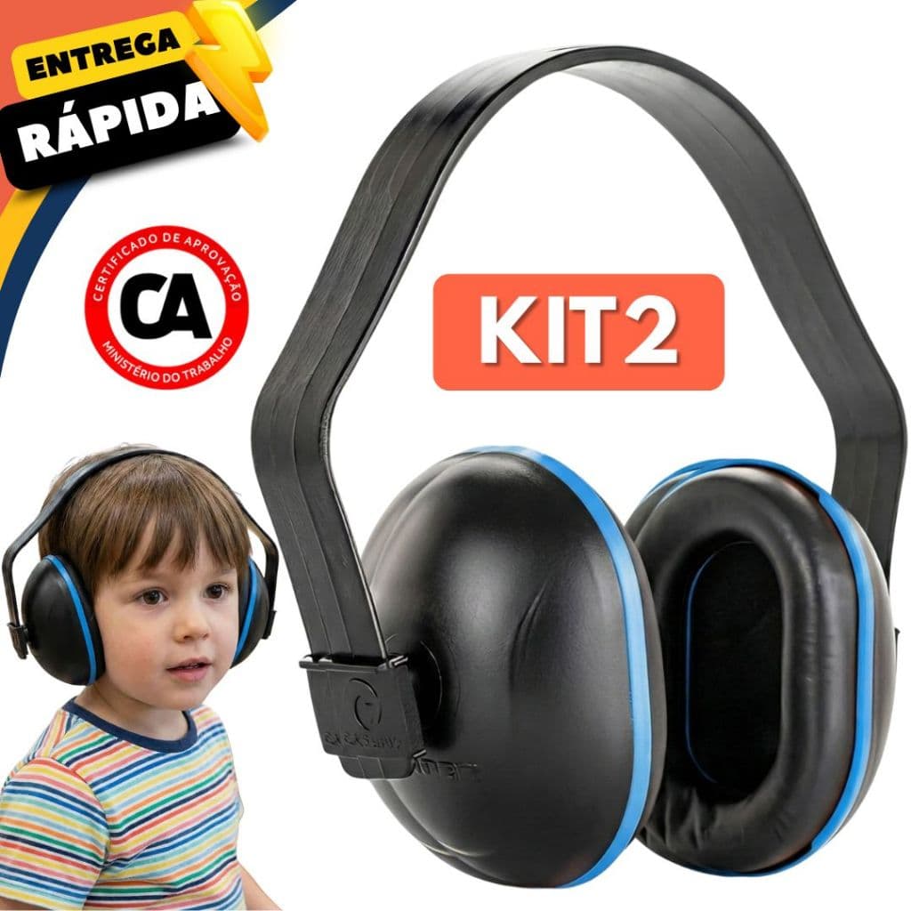 1 ou 2 Protetor Abafador Auditivo Concha Autismo Abafador para Ruidos Obra Construção Autista