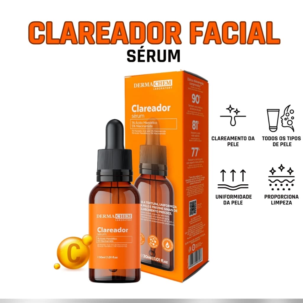 Sérum Clareador Com Ácido Mandélico Niacinamida Hialurônico 30ml