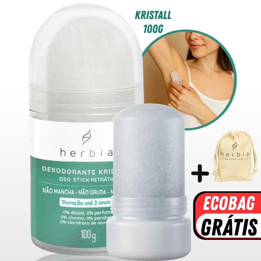 Desodorante Cristal Pedra Deo Stick Herbia Natural Vegano Anti Odor 100g / 60g