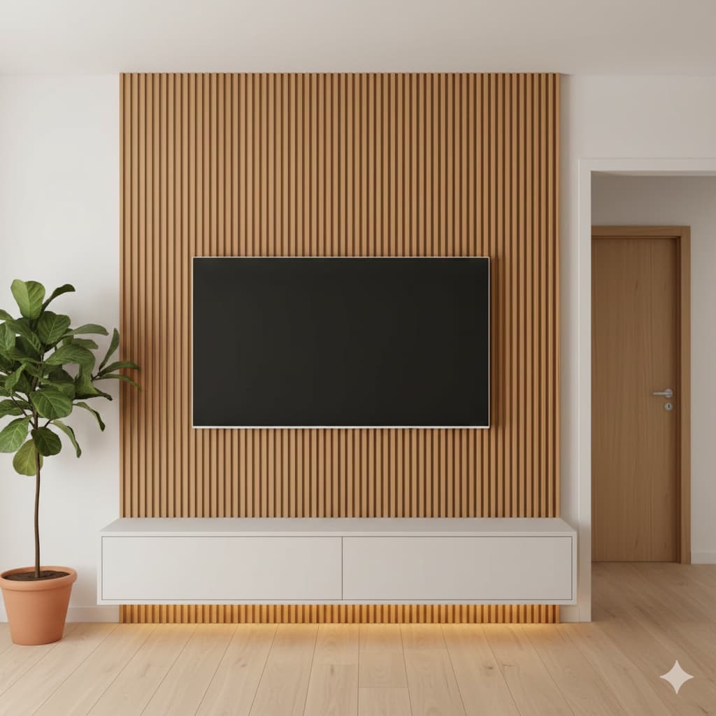 Placas  Painel Ripado de Parede em MDF Autocolante - Envio Imediato - Premium Casa Decoração