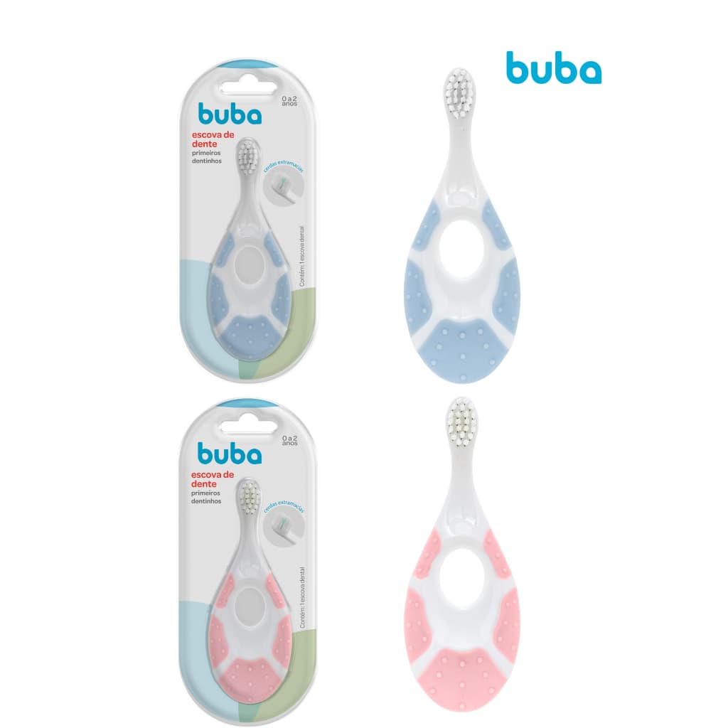Escova Dental Buba Higiene Bucal Bebê Massageador Gengiva Primeiros Dentinhos Bebe 0 a 2 Anos