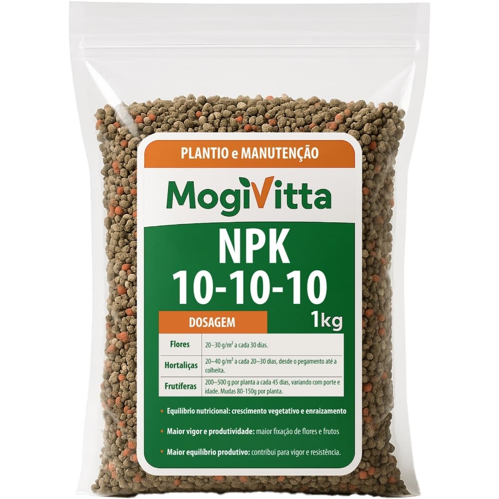 NPK 10-10-10 - Adubo Fertilzante p/ Frutas Flor Gramado - Crescimento Enraizamento Manutenção