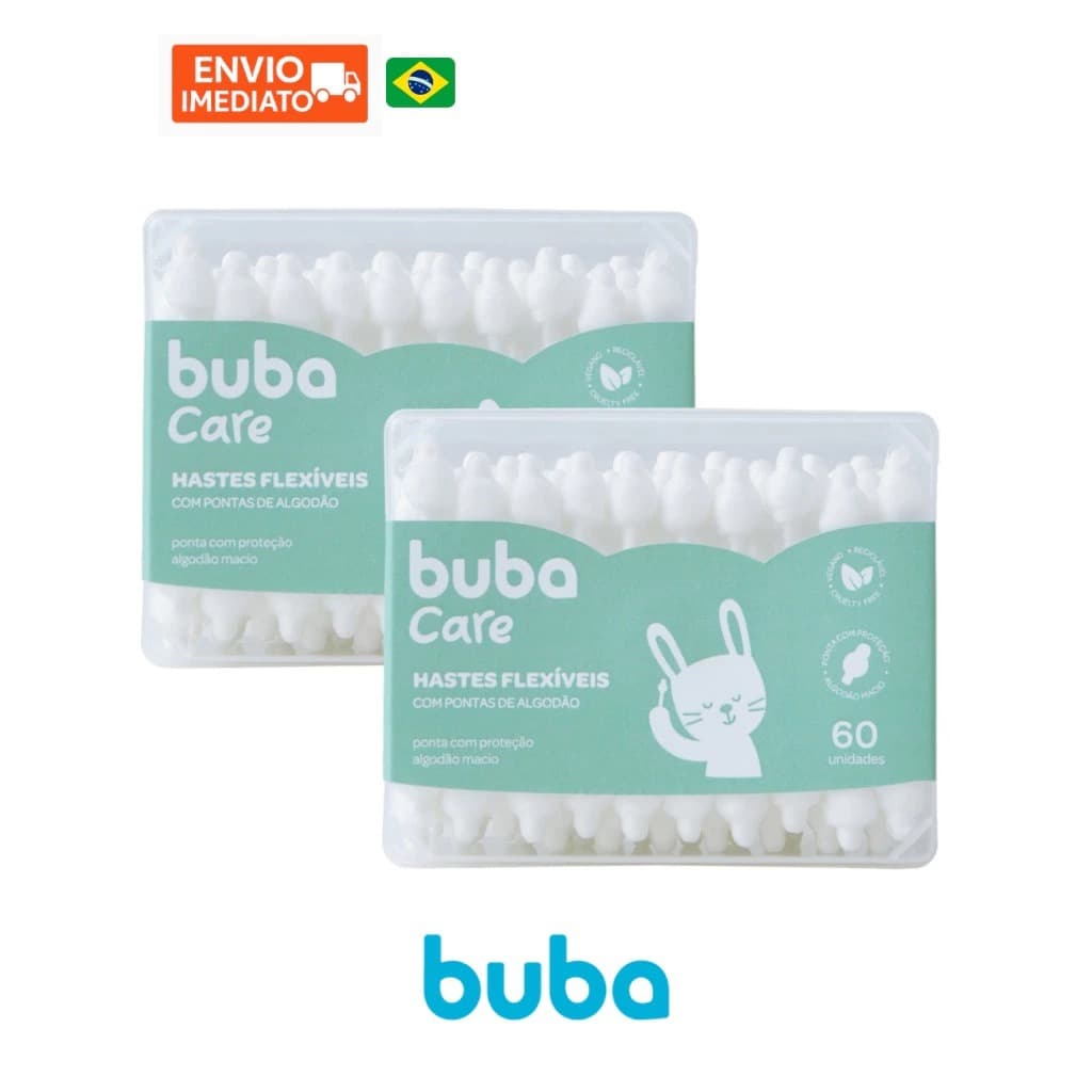 Cotonetes Hastes Flexíveis Buba Infantil Para Bebês Com 60 120 ou 240 Unidades
