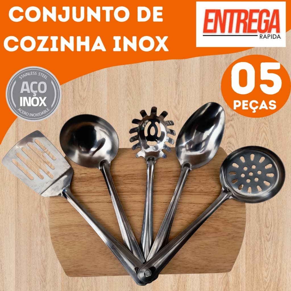 Concha Feijão, Colher Arroz Grande, Espátula Vazada,Pegadora Macarrão  Massa E Escumadeira Kit Inox Cozinha, Restaurante