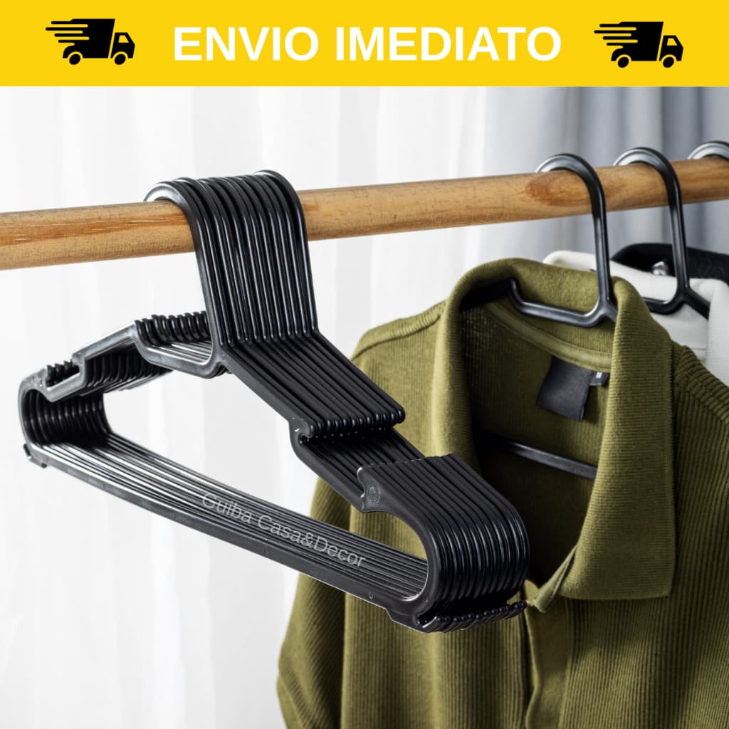 Kit 10 a 50 Cabides para roupas cabide acrílico preto organizador de guarda roupa Closet  pronta entrega