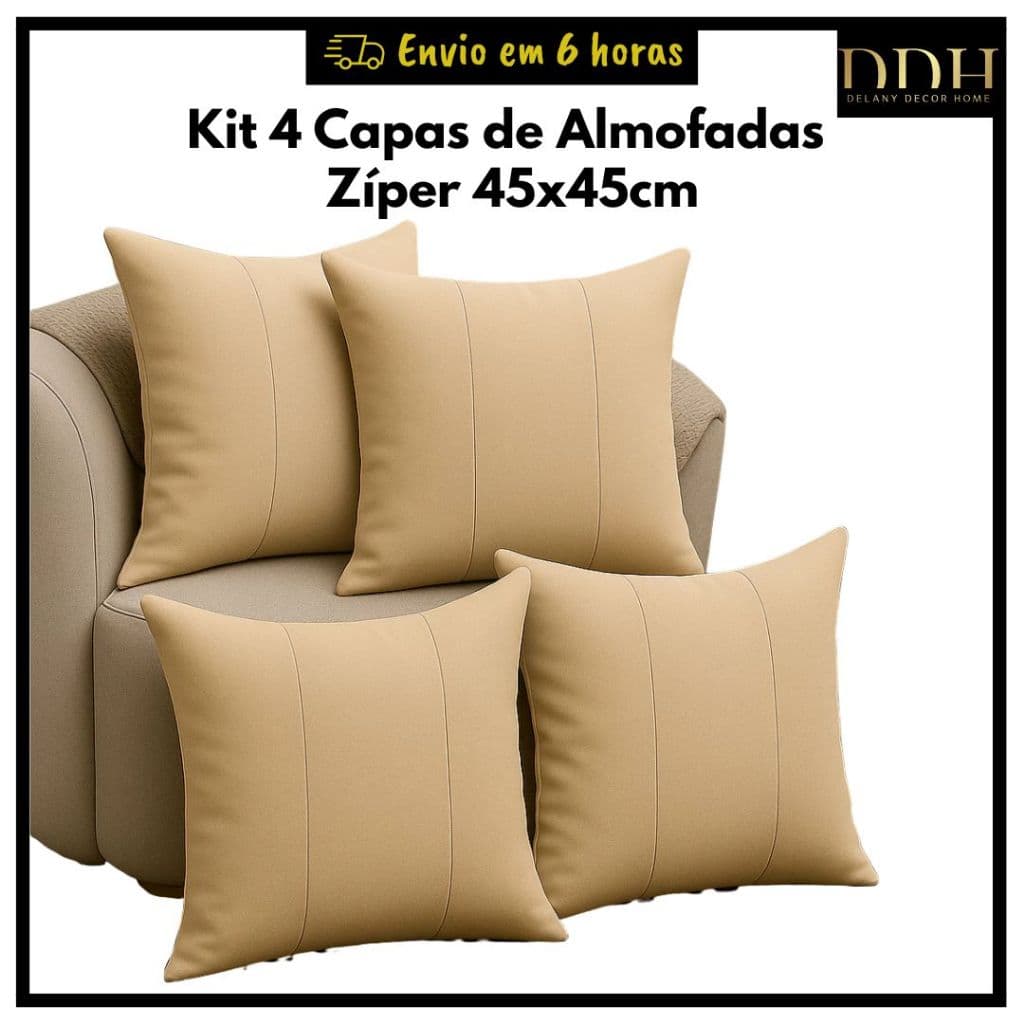Kit 4 Capas de Almofadas Luxo Serve Até 45X45cm Suede Lavável Conforto Decorativa Sala Quarto