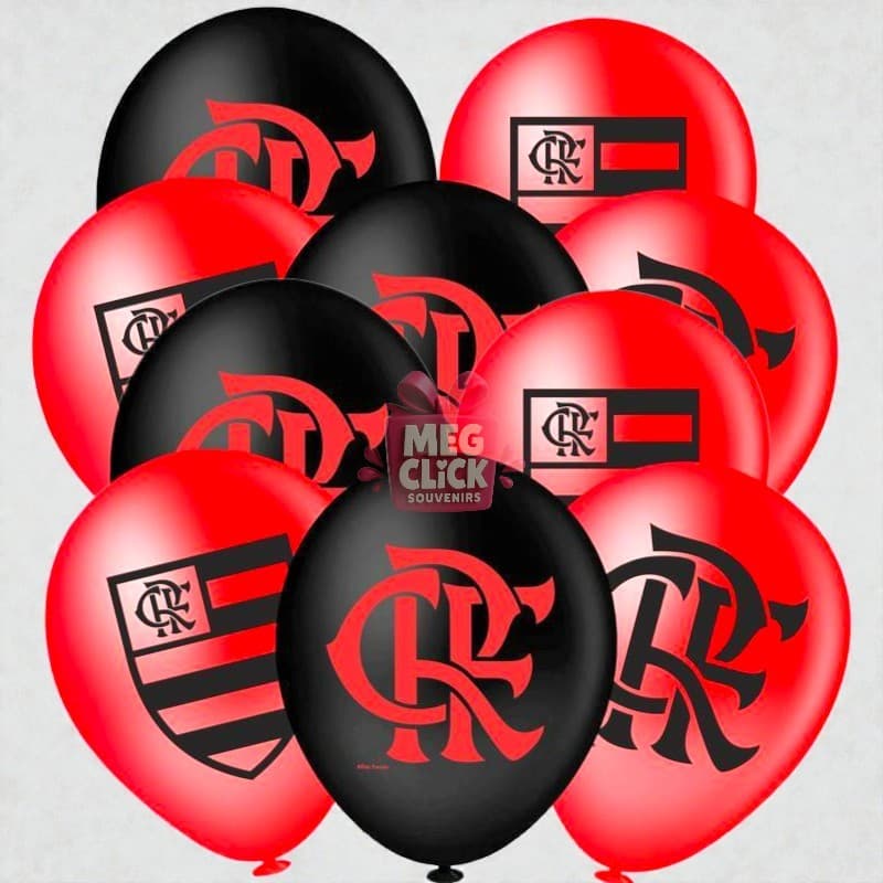 Kit 20 Balões Flamengo 8” + Painel TNT 103x140 | Decoração Festa Futebol Mengão