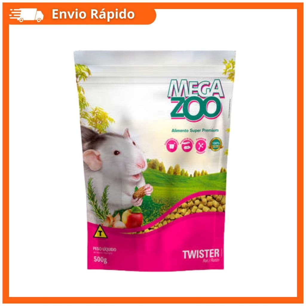 Megazoo Extrusada TWISTER 500GR Super Premium Rato Alimento Completo