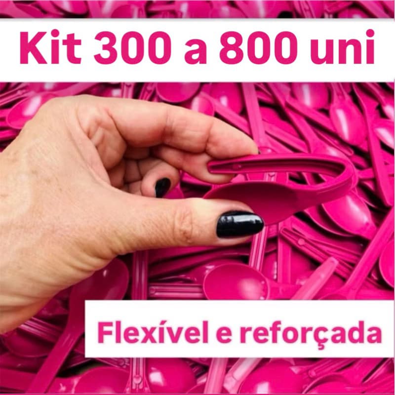 300~800 🥄Colheres Rosa Descartáveis Reforçadas Flexíveis para Sobremesa e Sorvete 🍦