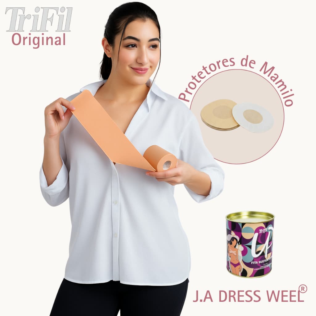 Kit Fita Adesiva Sustentadora Up Trifil Para Seios 5m e 10 Protetores Hipoalergênicos Invisível
