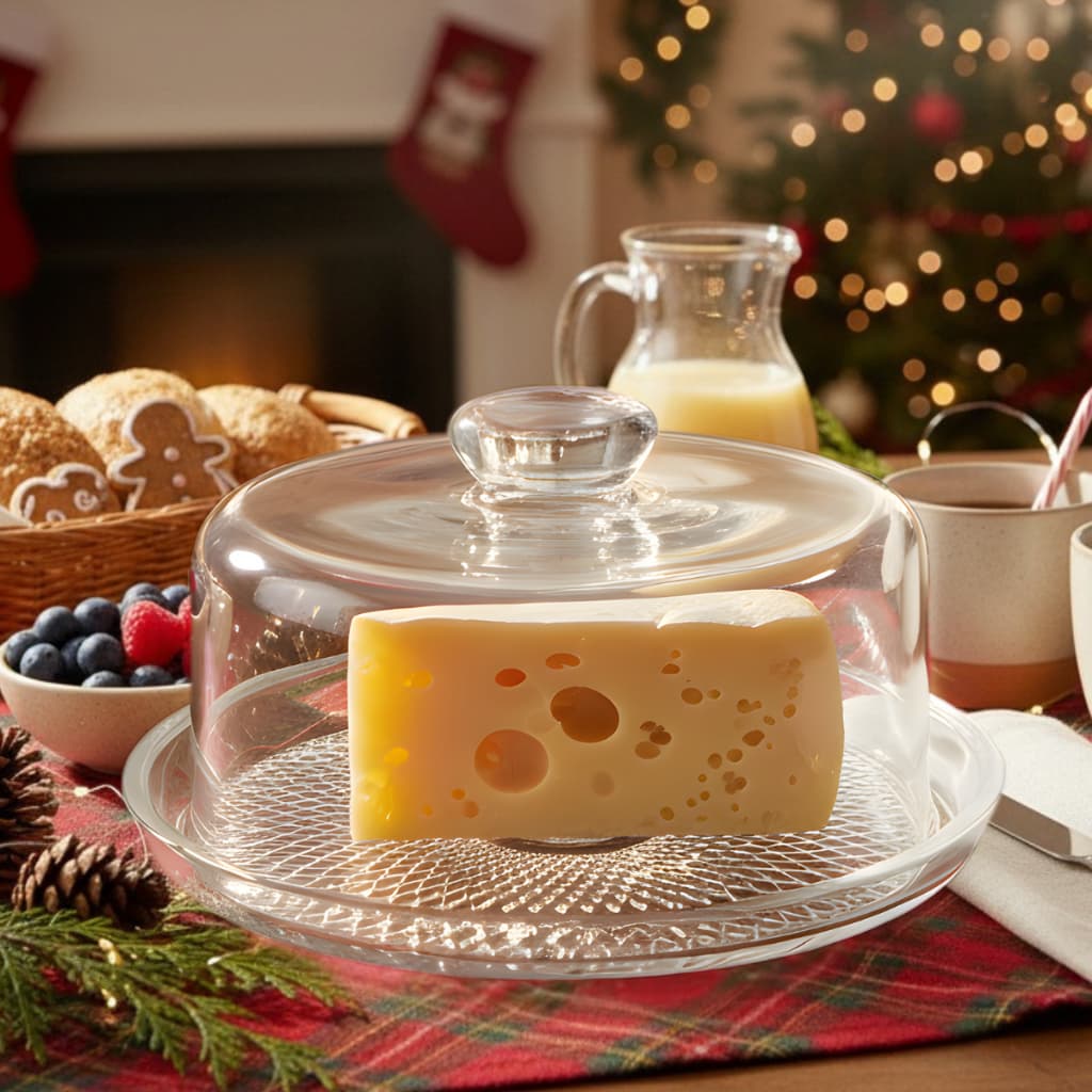 Queijeira De Vidro Porta Queijo Mesa Posta queijeira com tampa 22CM