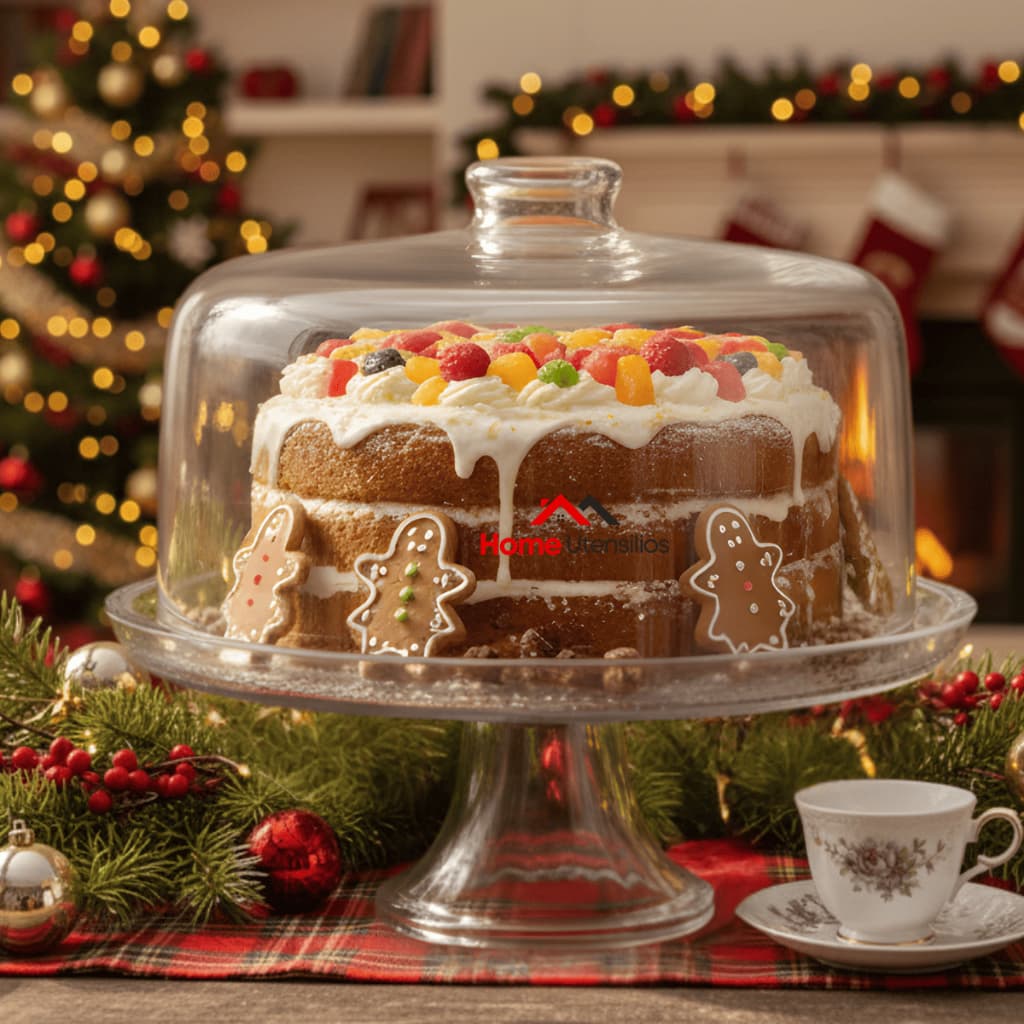 Boleira de Vidro Prato para Bolo Com Tampa e Base Mesa Posta 28cm