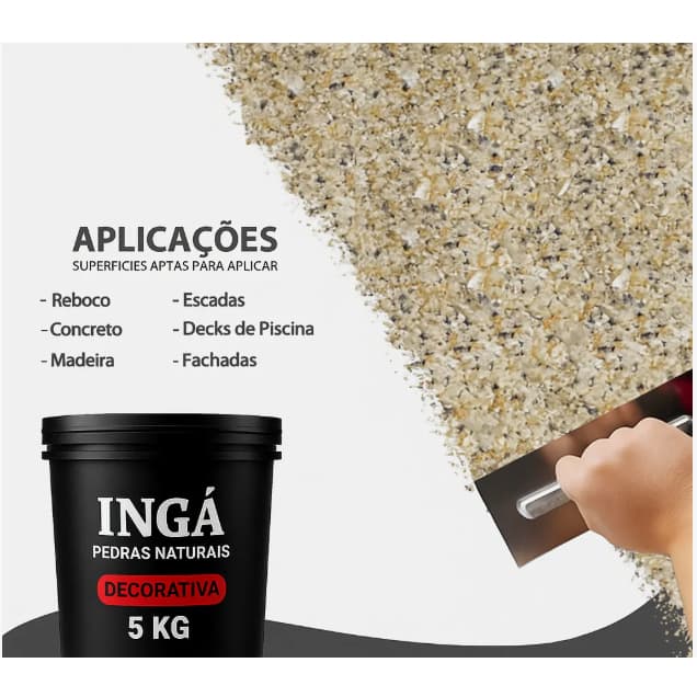 SUPER REVESTIMENTO PEDRAS NATURAIS 5KG P/PAREDES PISOS ESCADAS DECKS REBOCO FACHADAS REBOCO