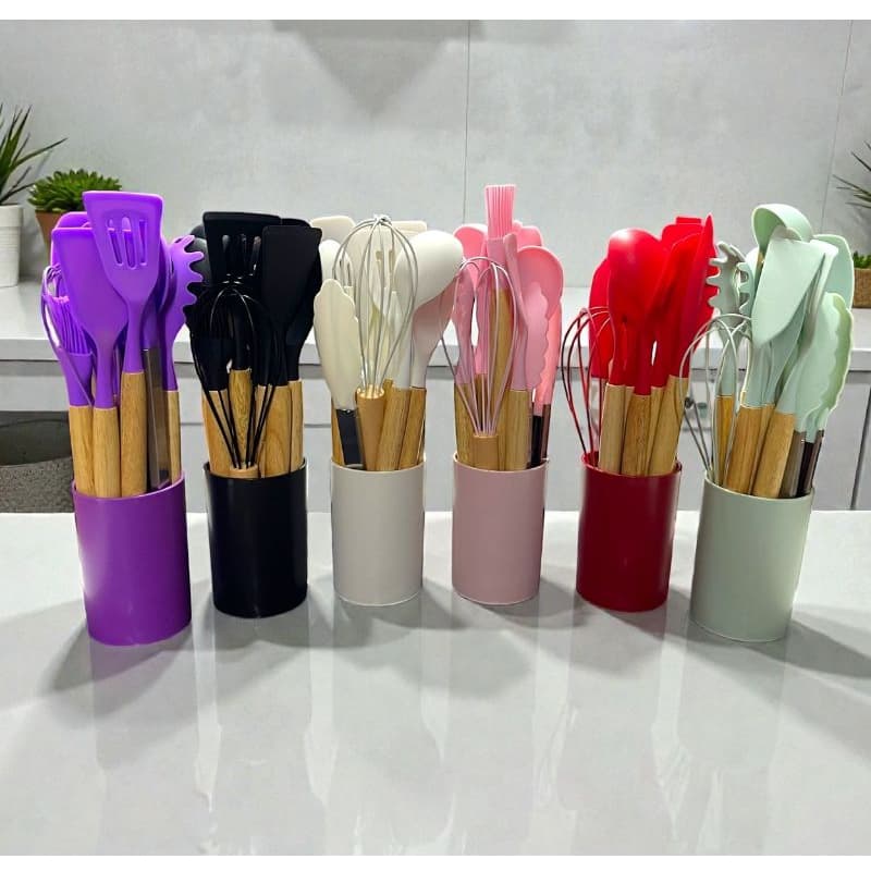 Kit Premium 12 Utensílios De Cozinha Resistentes E Elegantes