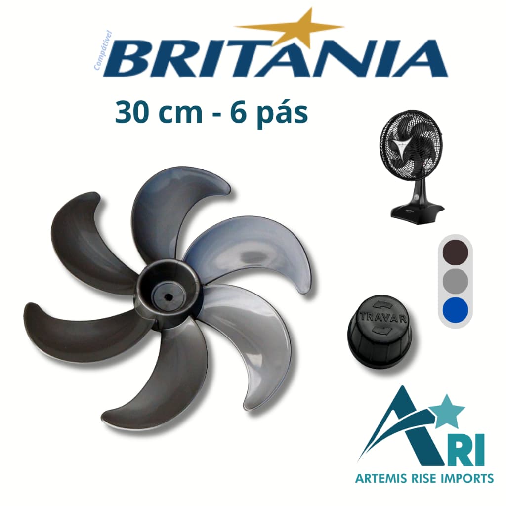 Hélice 30cm 6 Pás Funda para Ventilador Compatível com Britânia
