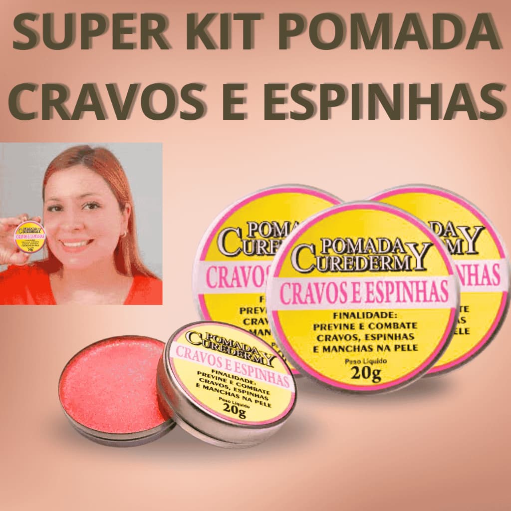 Pomada Curedermy Cravos e Espinhas 20g Ação Secativa Rápida Reduz Oleosidade e Manchas | Pele Limpa