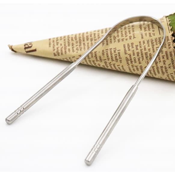 2 Kit Para Raspagem Lingual Higiene Saúde Bucal Raspador Língua 100% Cobre Puro Higienizador