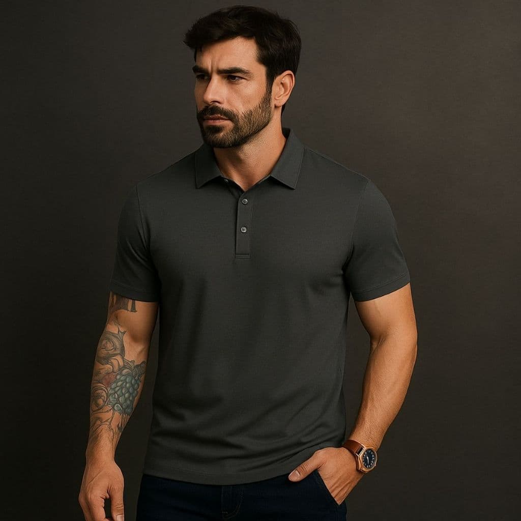Camisa Polo Masculina Malha Gelada Fria Premium Elástico