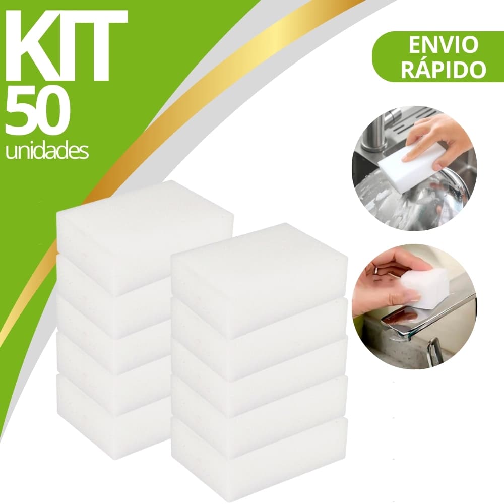 Kit 1/5/10/15/20/50 Esponja Mágica Branca Melamina Bucha Tira Mancha Limpeza Desengordura