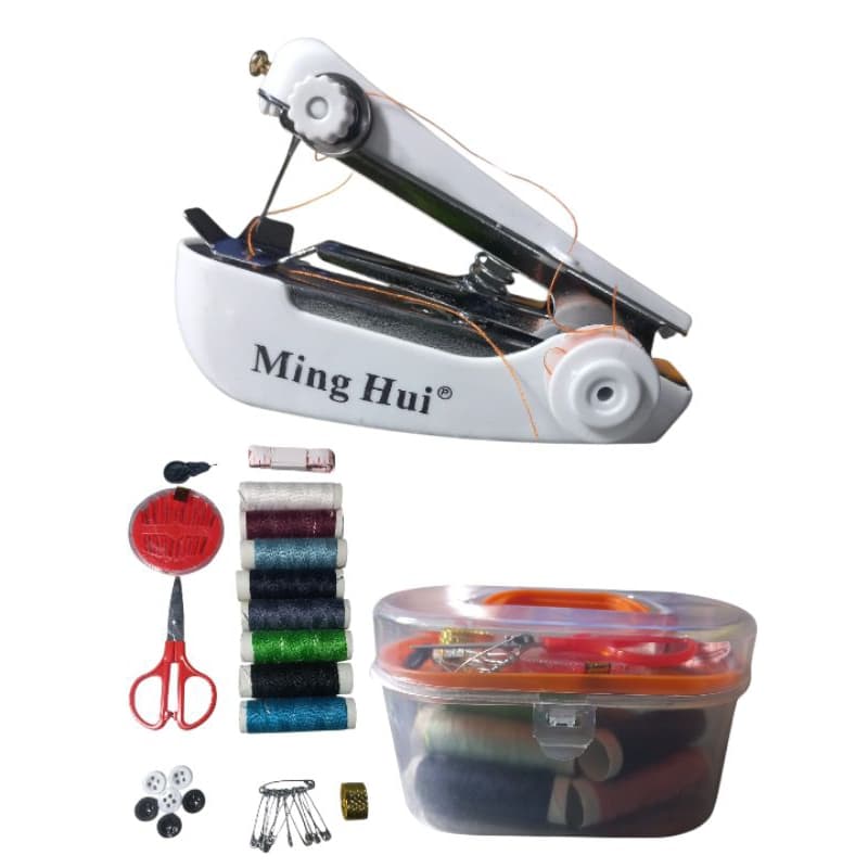 Mini Máquina De Costura Manual Portátil De Mão +  kit mal trans  Costura Artesanato linha